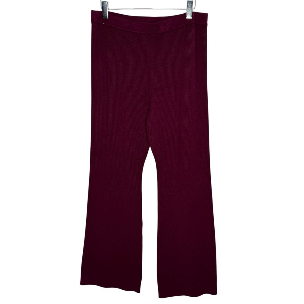 House of Harlow 1960 XL Womens Wide Leg Pull On Knit Pants Dark Red Berry